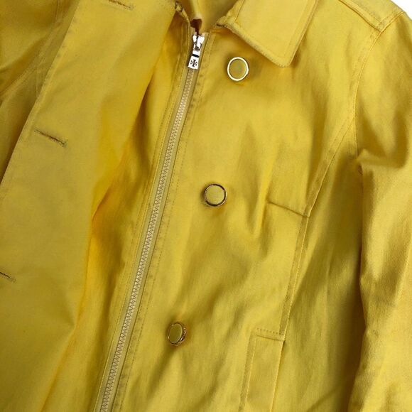 RARE Canary Yellow Tory Burch Jacket Button closure with additional hidden zip 8 - Picture 5 of 16